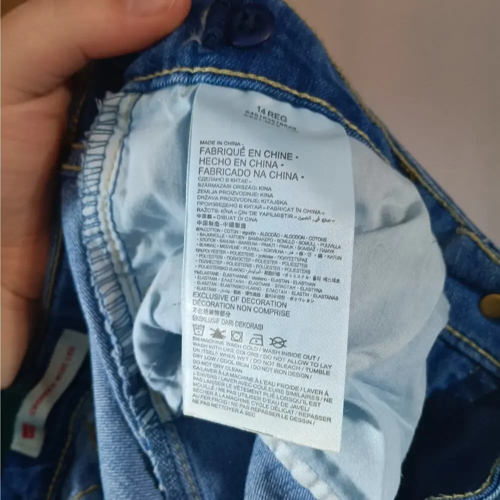 Levis Girls Jeans 14 Reg Cropped Wide Leg Raw Hem Blue Denim